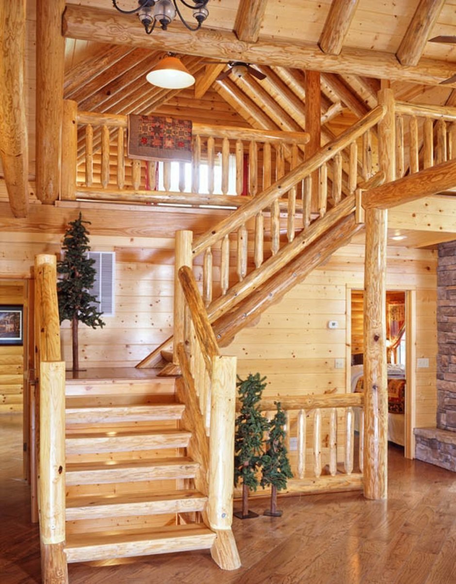 Деревянные лестницы из бревна