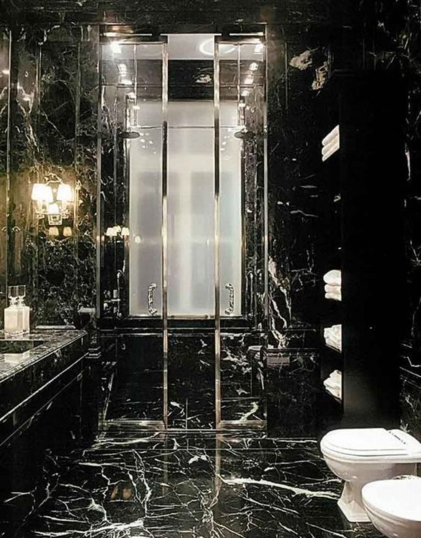 Dark Black Marble Bathroom плитка