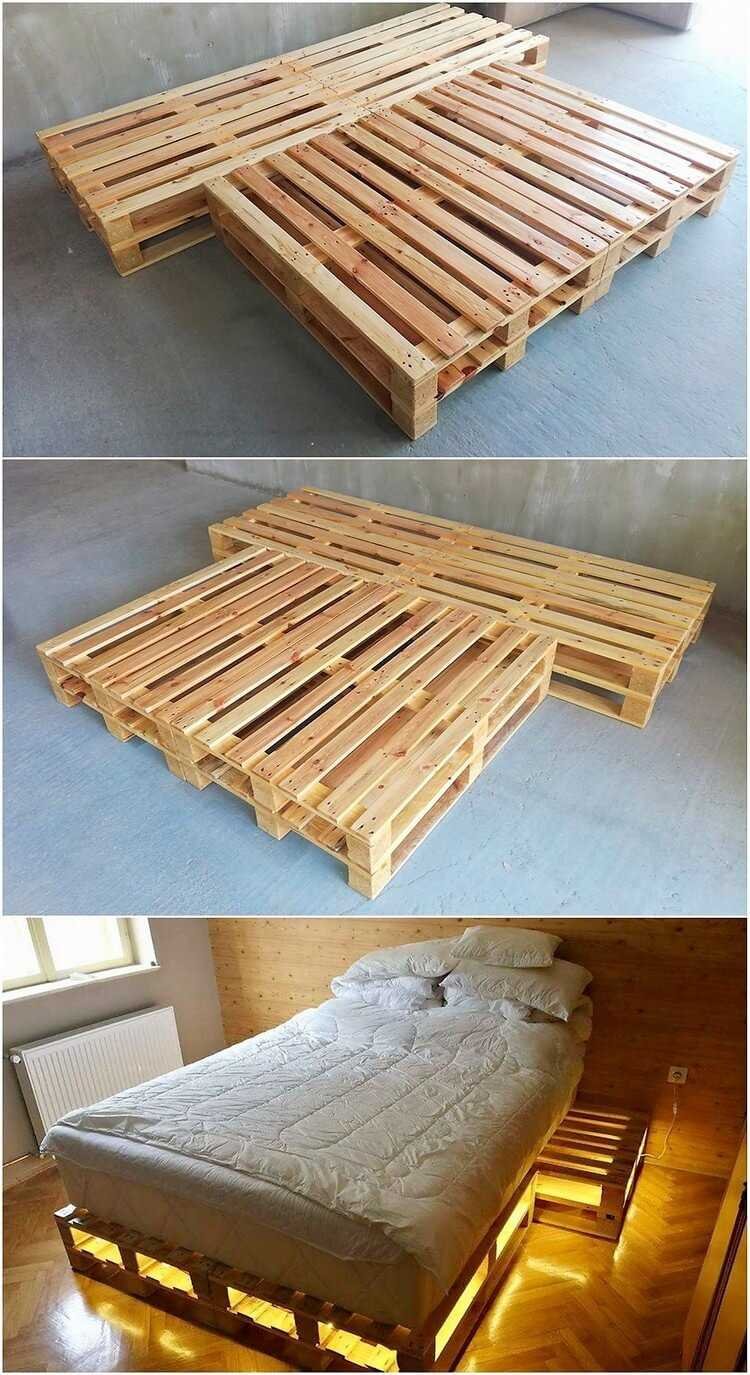 Кровать из деревянных паллетов