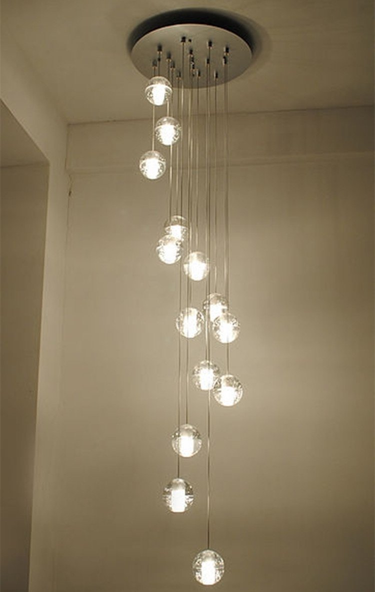Modern stairwell led Chandelier Lighting large Bubble Crystal Ball