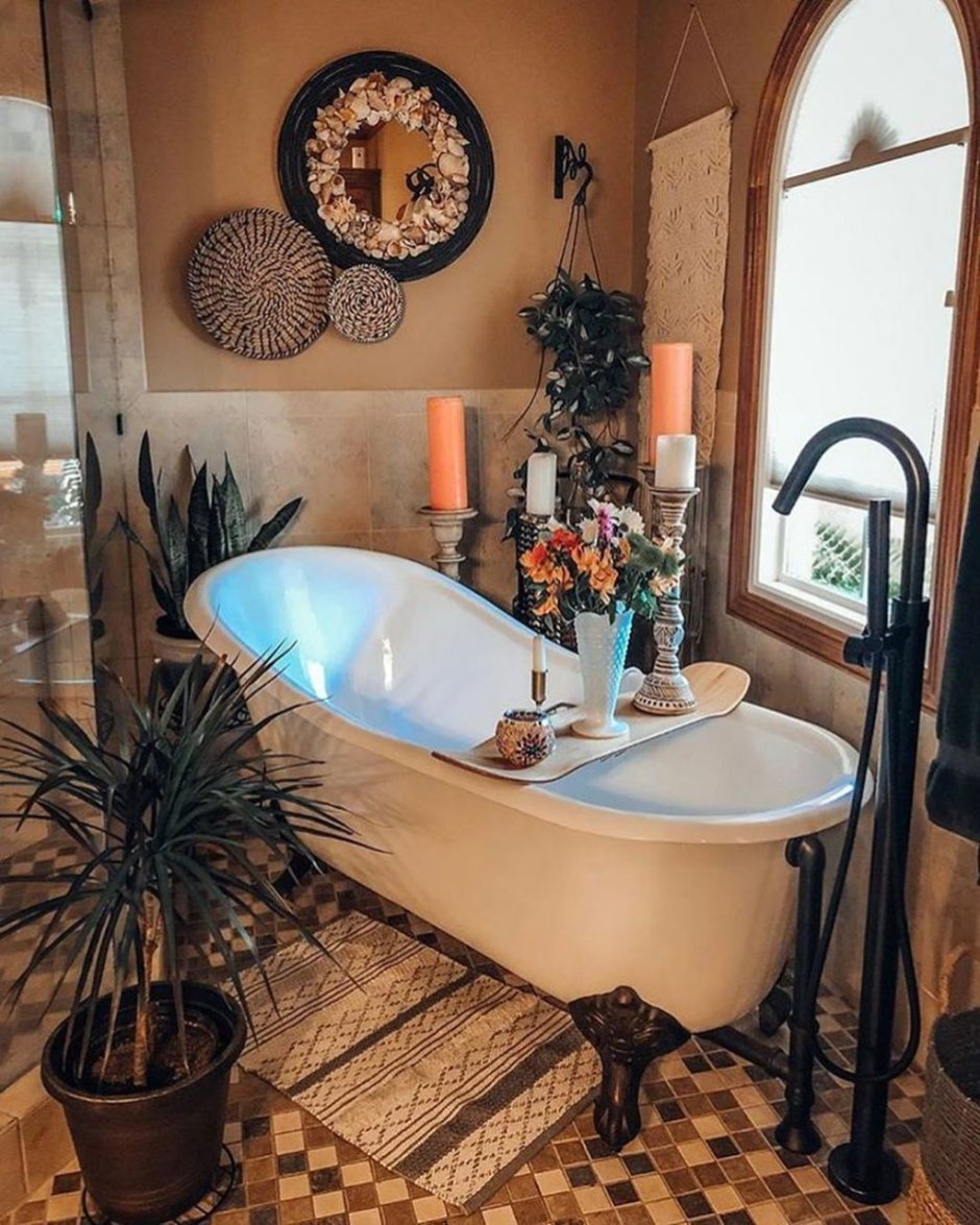 Декор ванной комнаты в стиле бохо