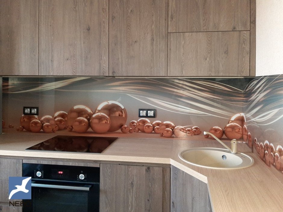 Фартук для кухни из стекла кофе