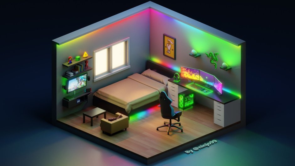 3d isometric Room гейминг