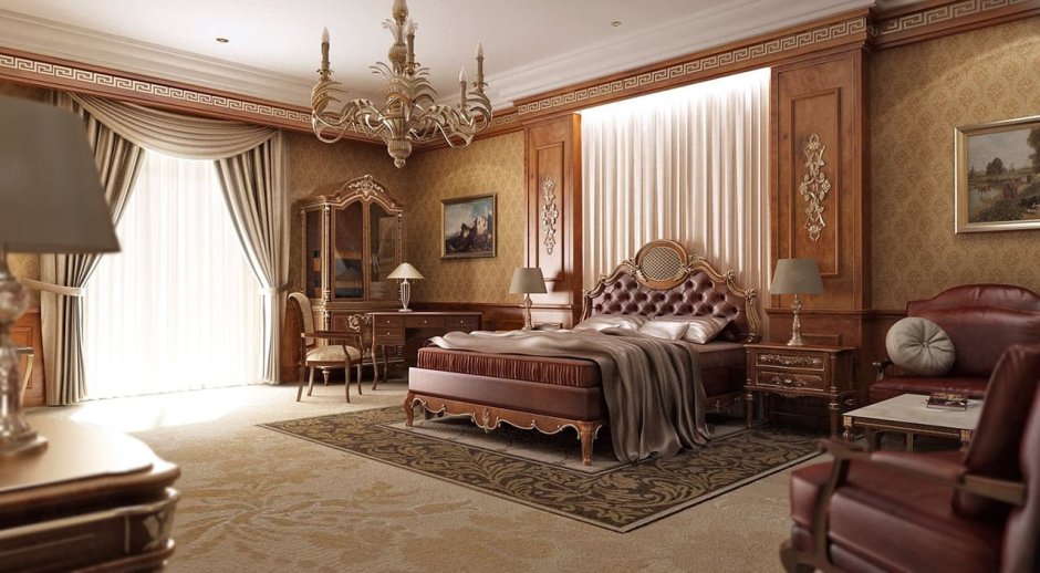 Огромные спальни в классическом стиле