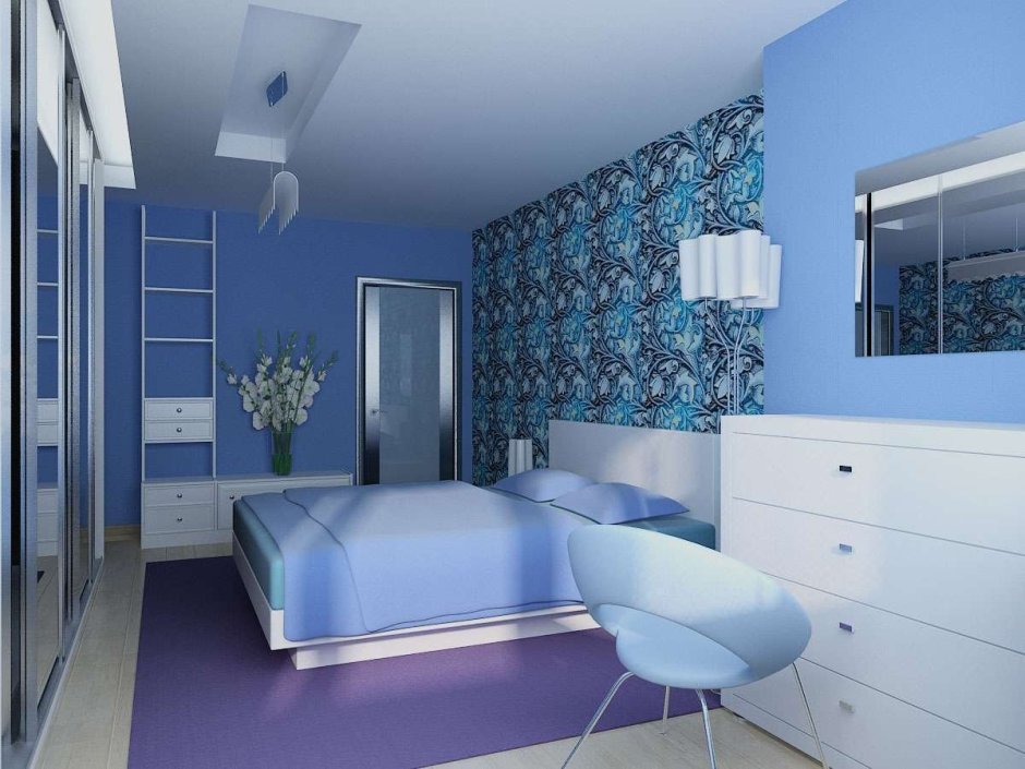 Спальня в синих тонах