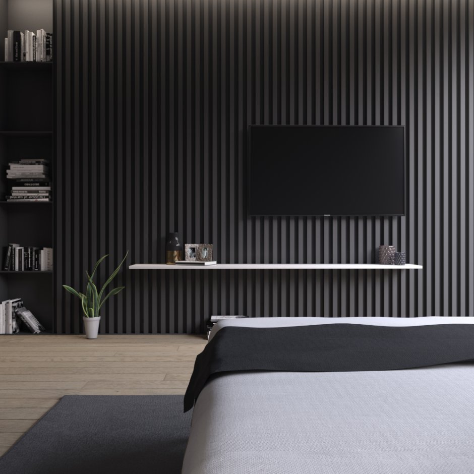 Черные рейки в интерьере