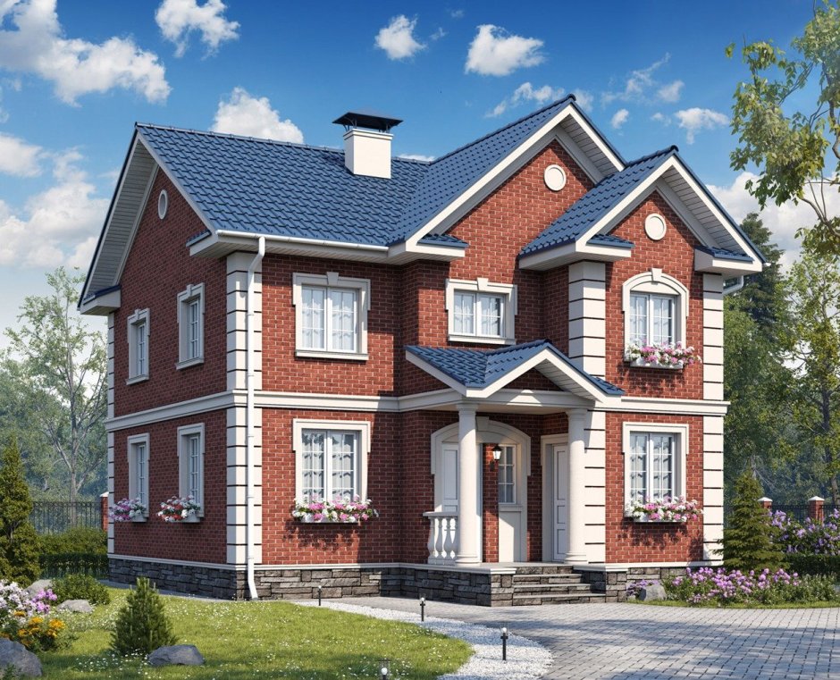 Проекты коттеджей из кирпича