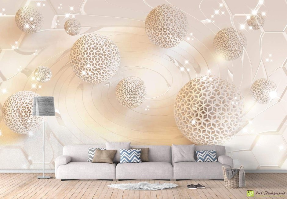 Обои с шарами в интерьере