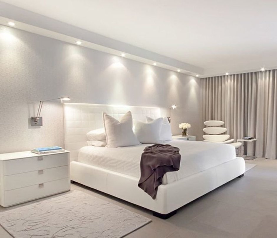 Спальни в белом цвете в современном стиле