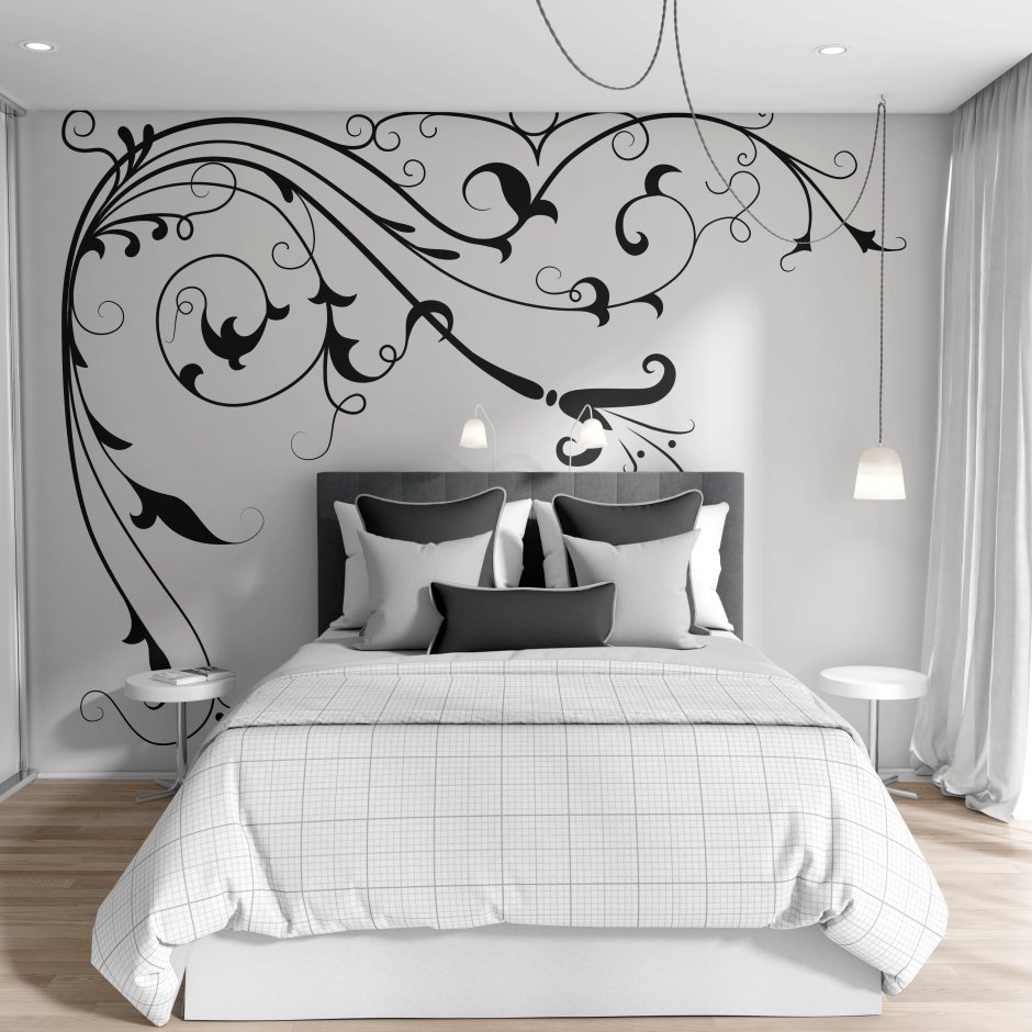 Декор стен в спальне в современном стиле