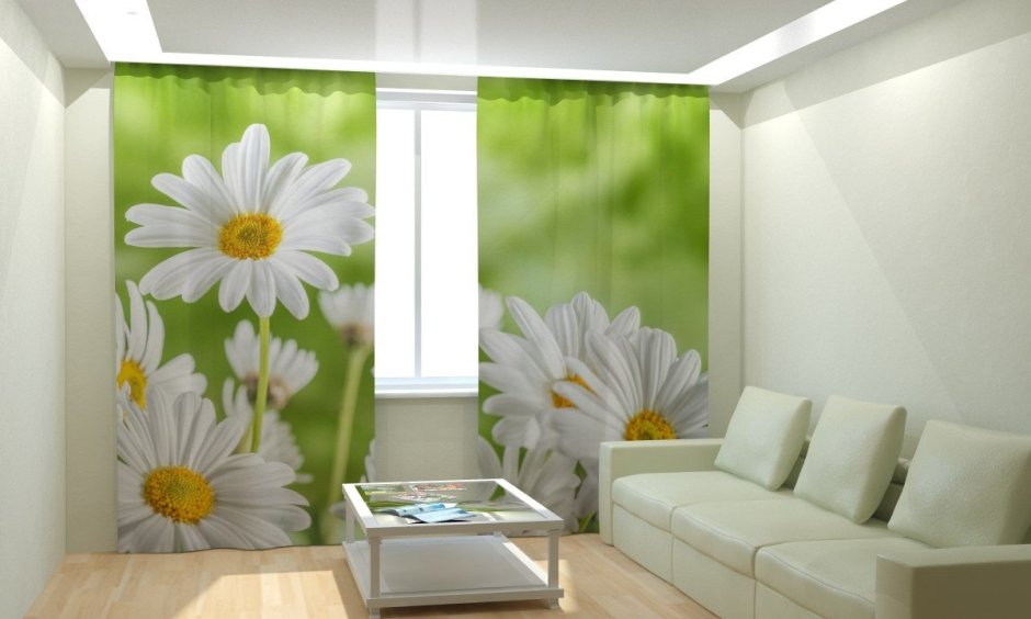 Занавески с ромашками