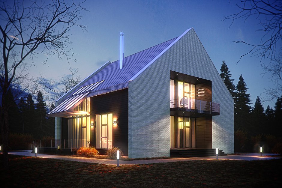 Современные дома с двухскатной крышей