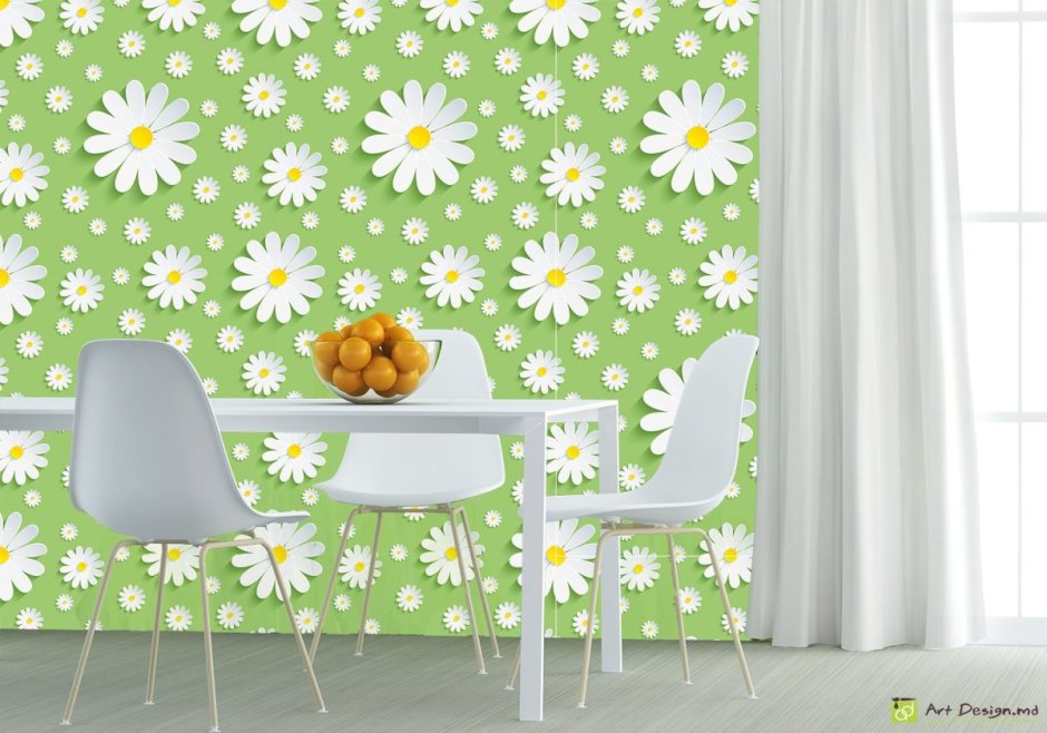 Ромашки на стене в детском саду