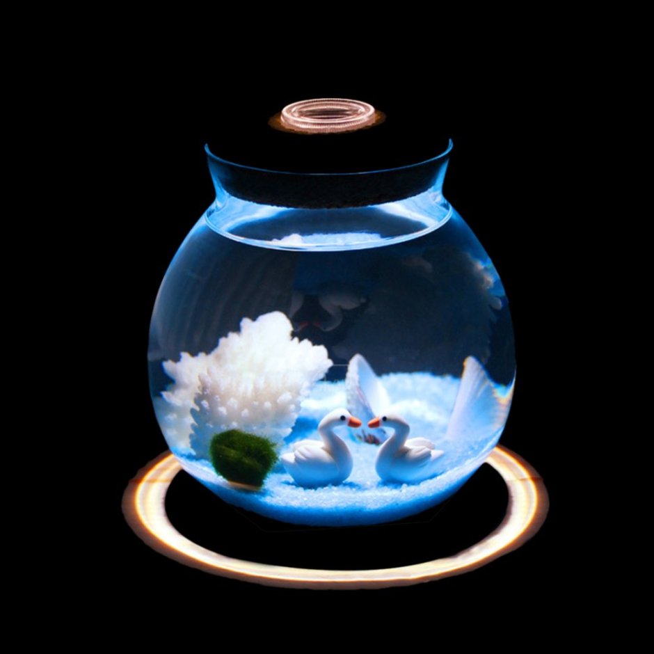 Круглый аквариум с подсветкой