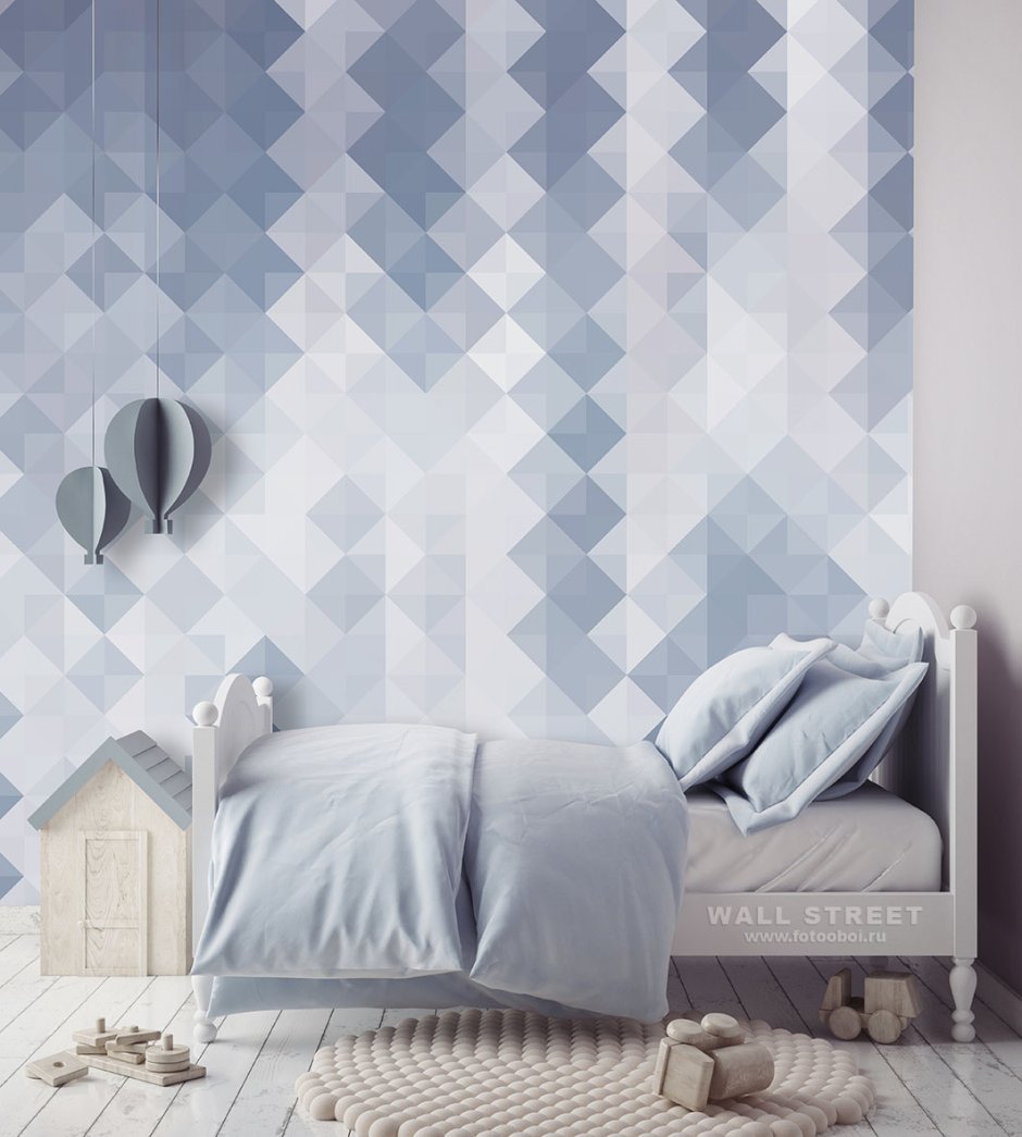 Обои с геометрическим рисунком в интерьере
