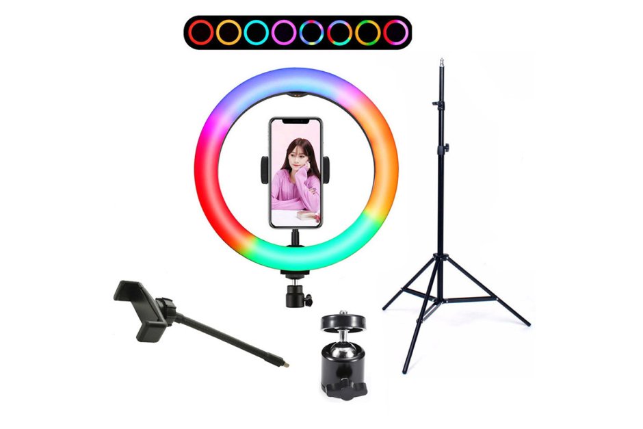 Кольцевая лампа (цветная селфи-лампа) RGB 33 см MJ-33 led Ring Max
