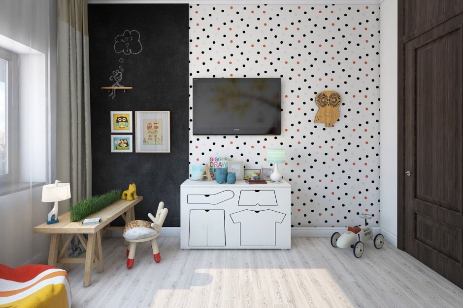 Обои в горошек для детской