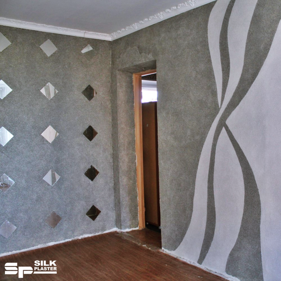 Сочетание жидких обоев