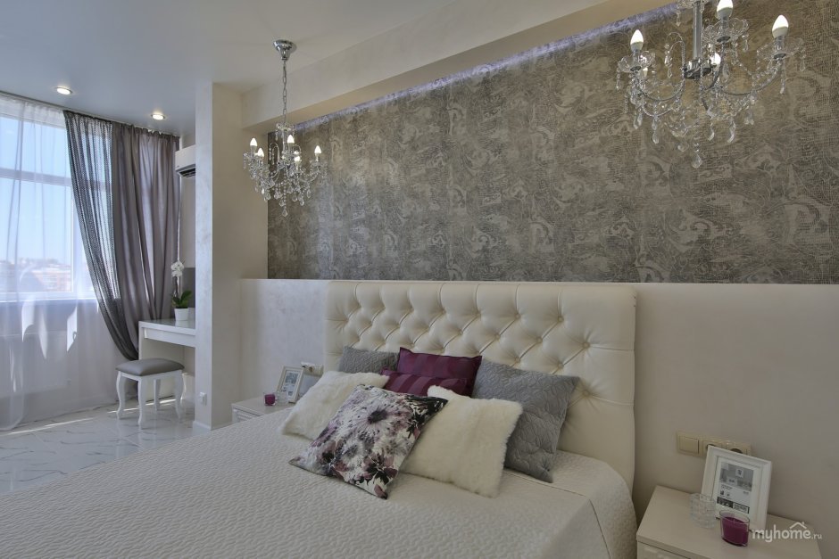 Серебристые стены в интерьере