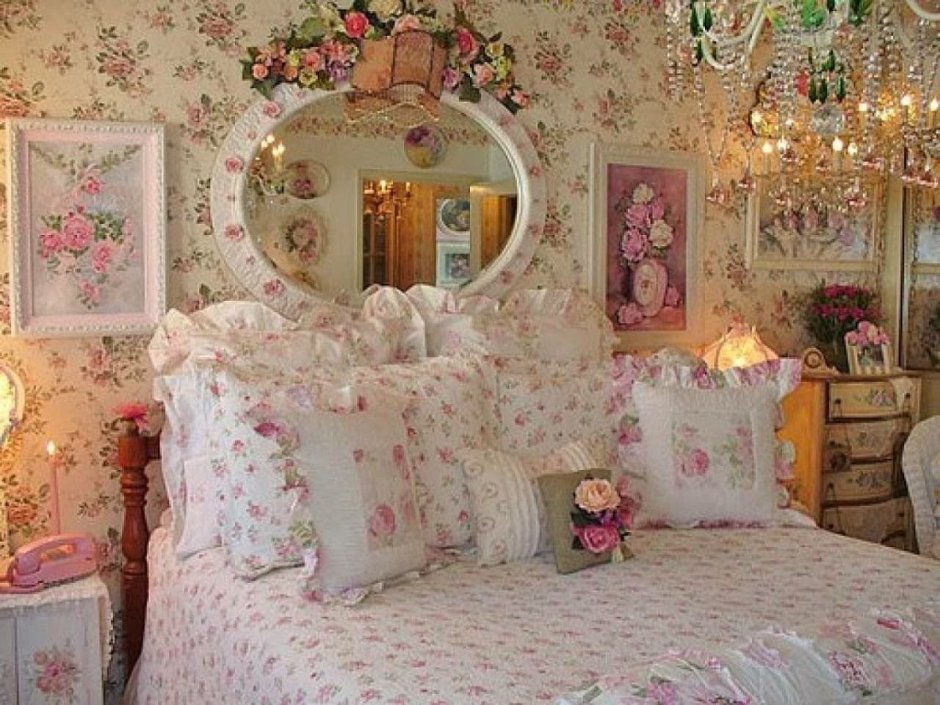 Интерьер спальни в стиле шебби Шик