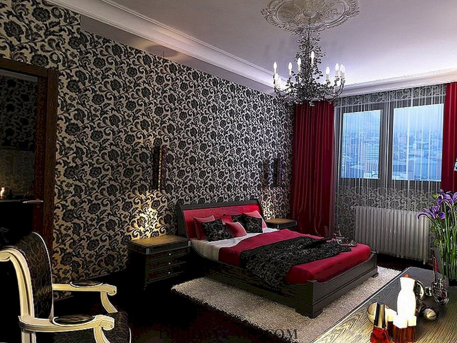 Комната в бордовом цвете