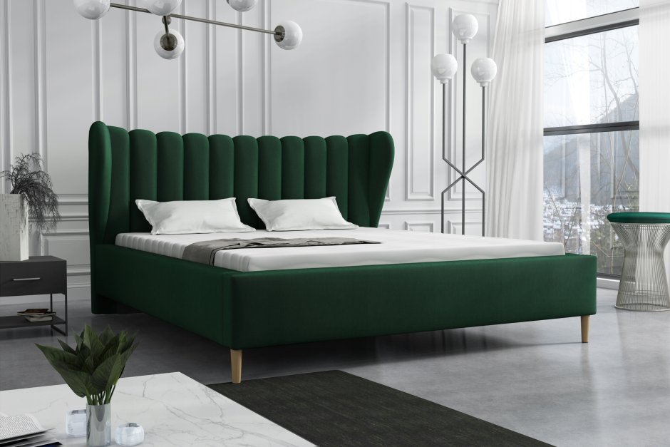Кровать зеленый велюр