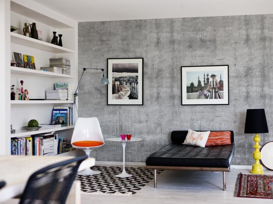 Бетонные стены в интерьере