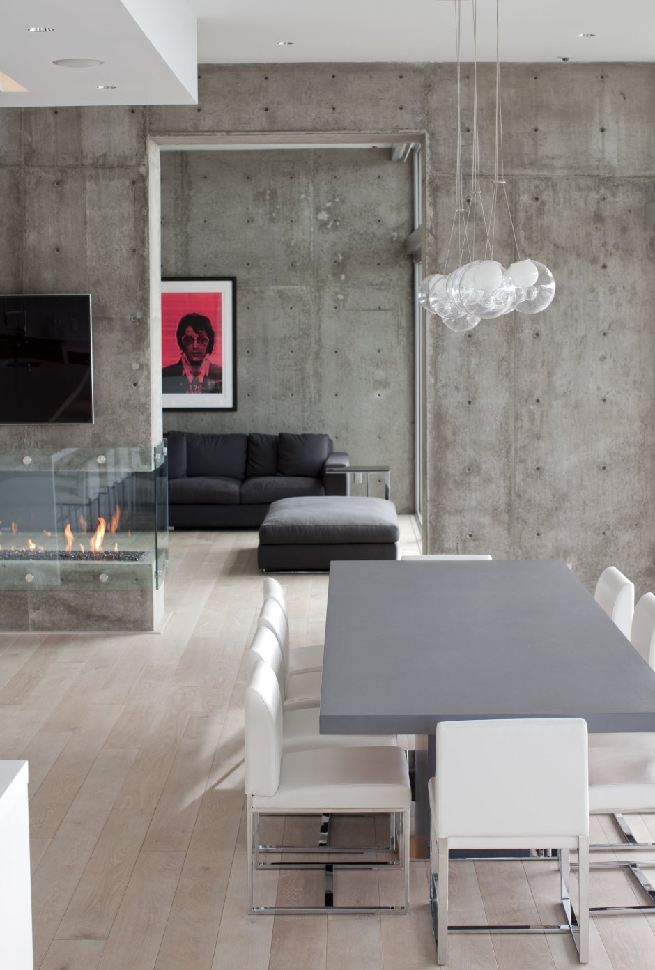 Бетонные стены в интерьере