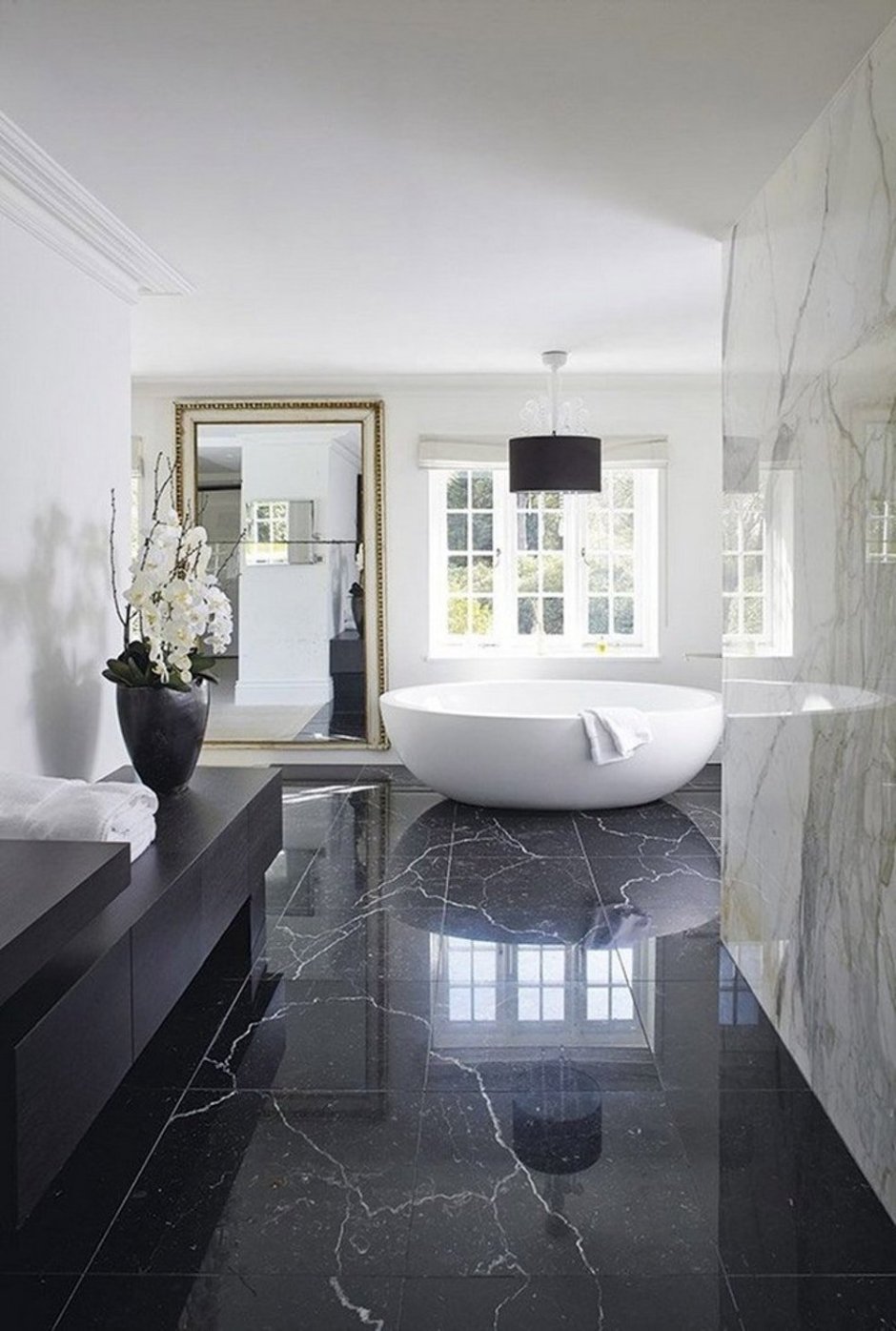 Dark Black Marble Bathroom плитка