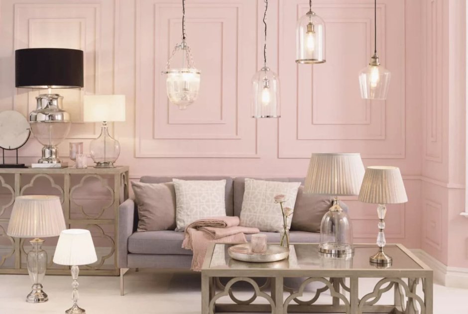 Розовая пудра цвет в интерьере