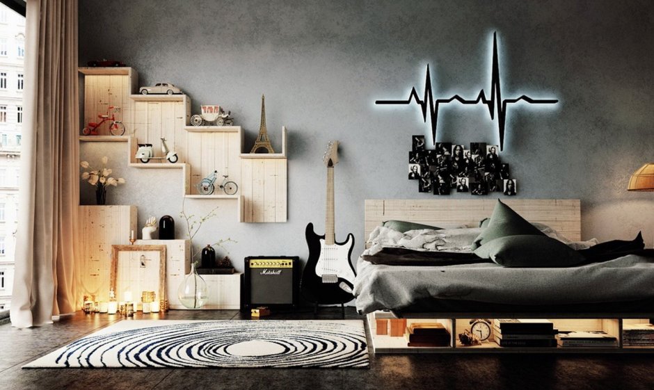 Спальня в стиле рок