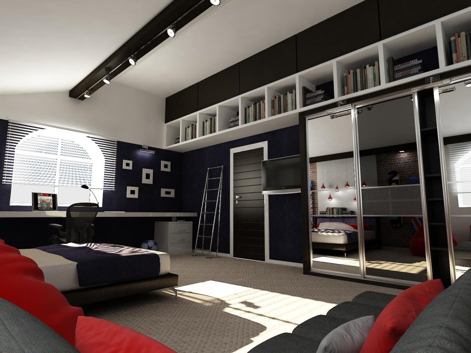 Комната в темных тонах для подростка