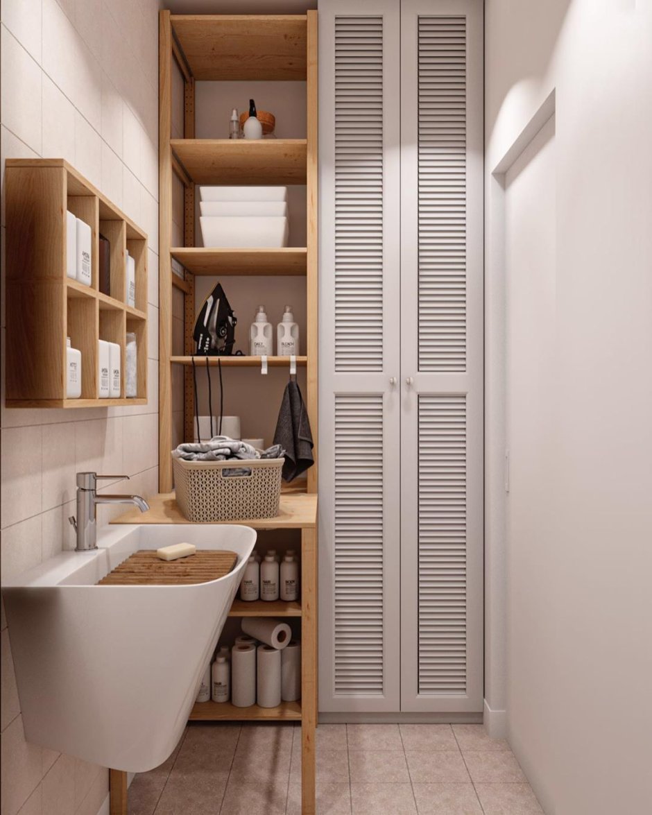 Реечные двери для постирочных колонн в интерьере