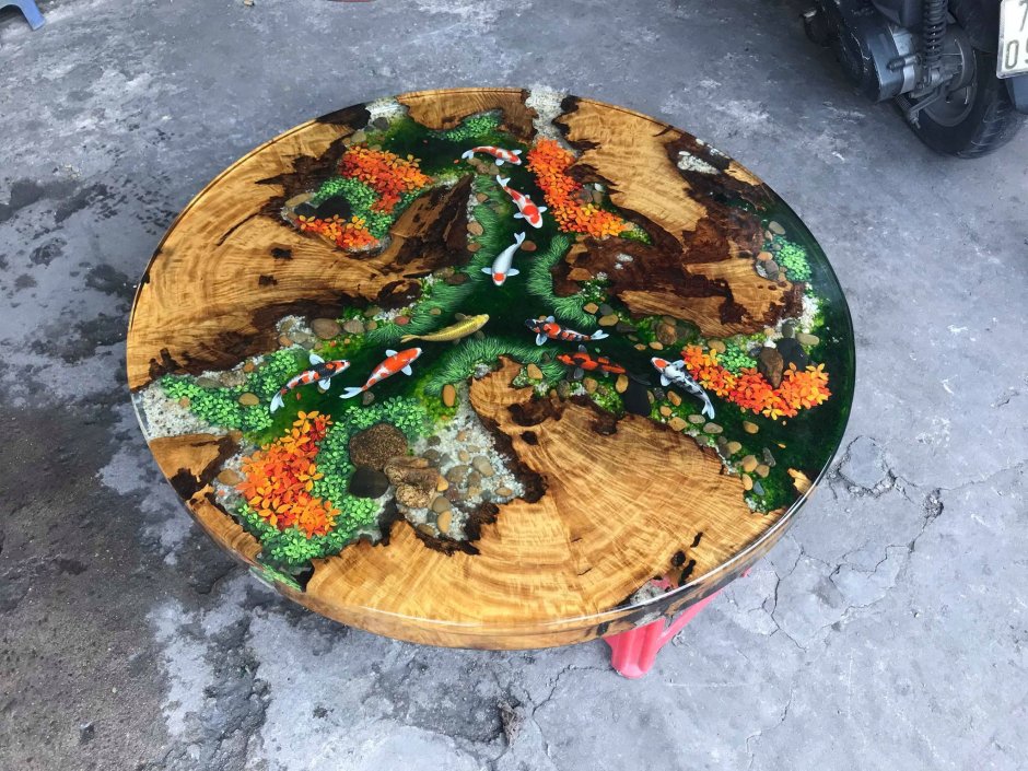 Эпоксидный смола столик из рыбок