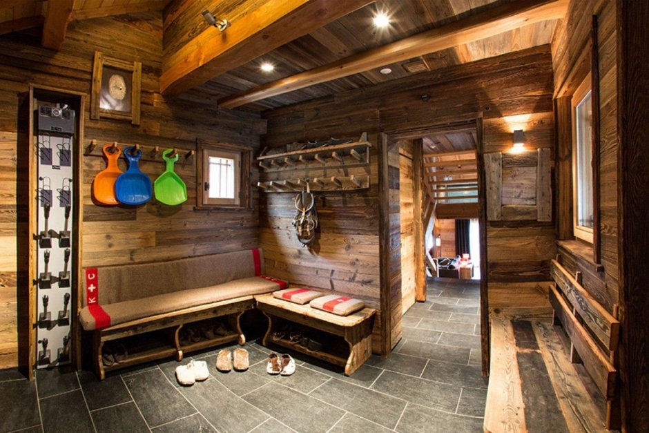 Комната отдыха в бане в стиле Шале
