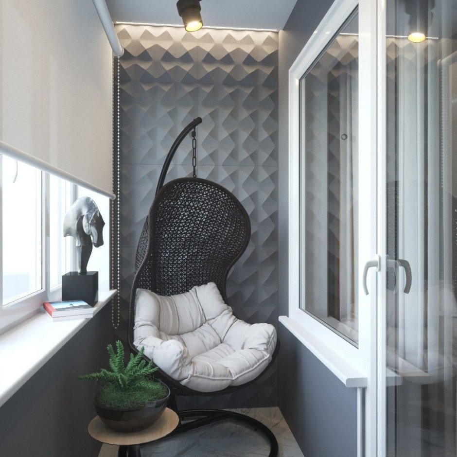 Подвесное кресло на балконе