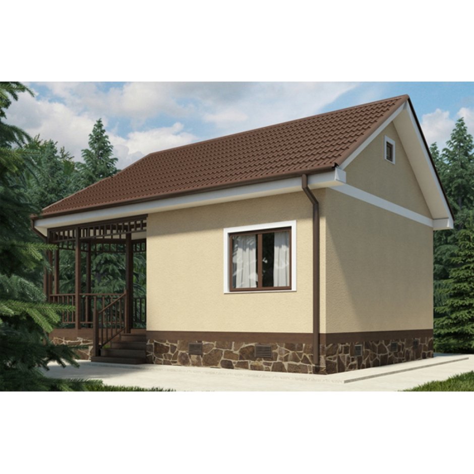 Фасады бань из блоков
