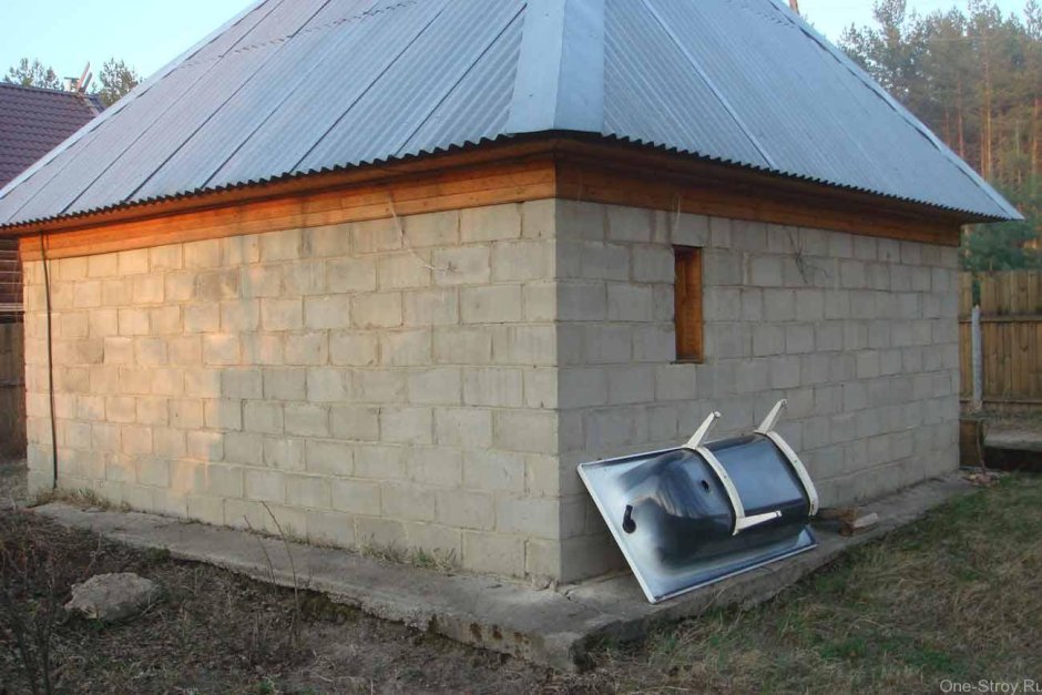 Баня из шлакоблока 3х3