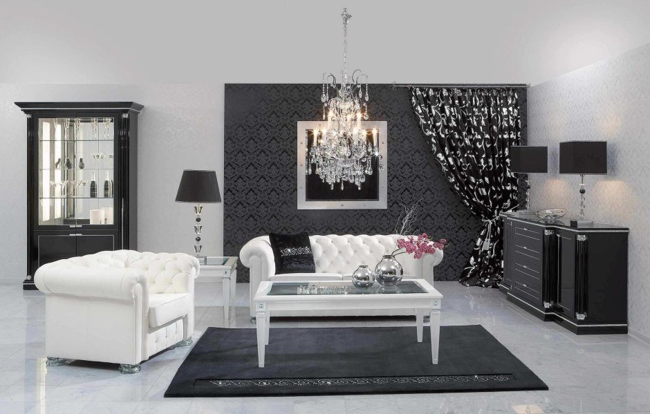 Черно белая мебель в интерьере