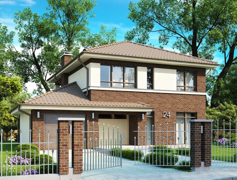 Двухэтажный дом с гаражом