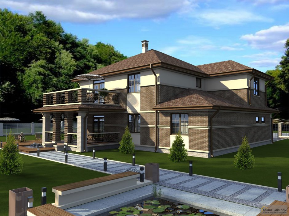 Трехэтажный дом с террасой и гаражом