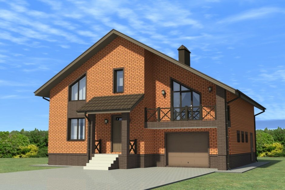 Двухэтажный дом с гаражом