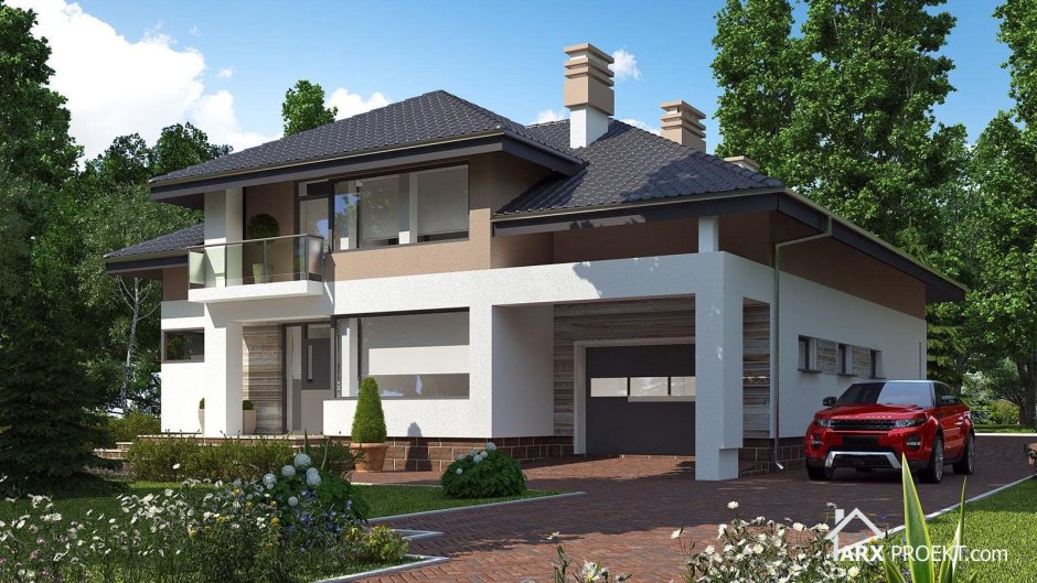 Красивый двухэтажный дом с гаражом