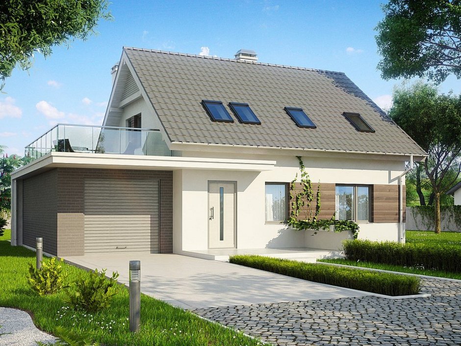 Дом с верандой и гаражом