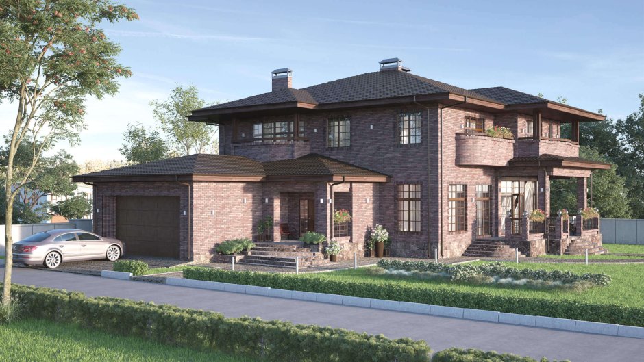 2 Этажный дом с гаражом и верандой