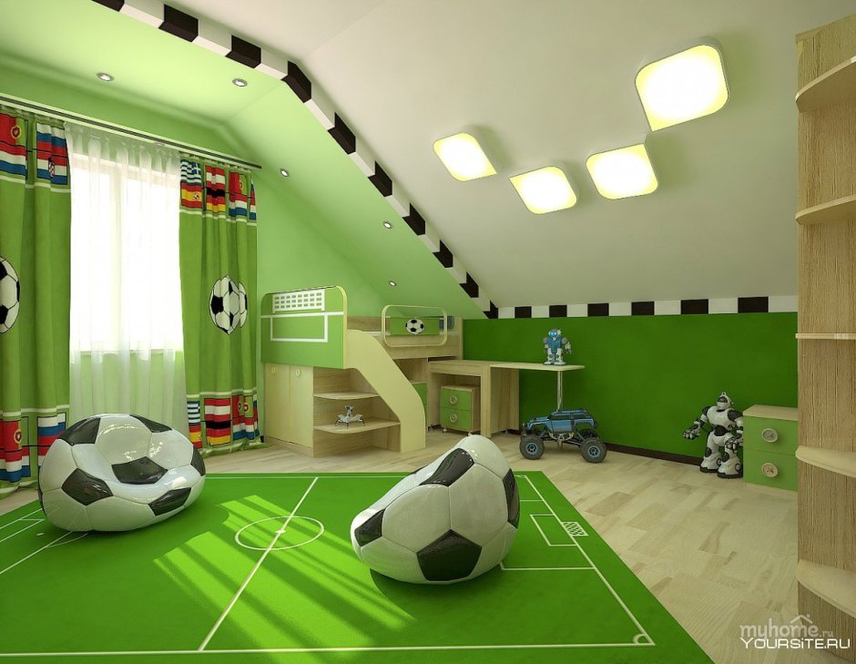 Комната в футбольном стиле для мальчика
