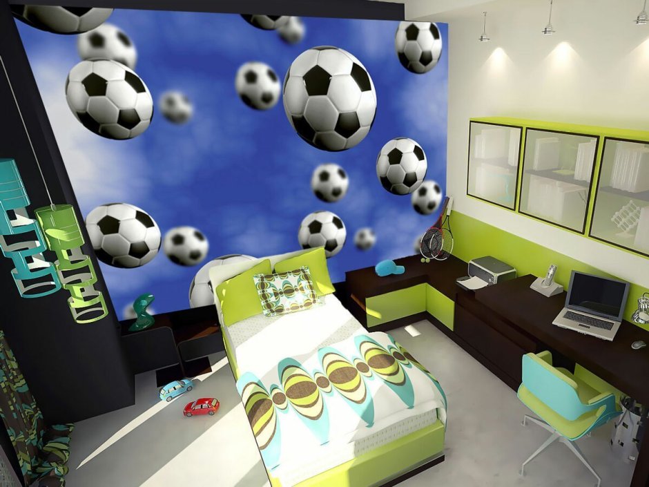 Подростковая комната в футбольном стиле