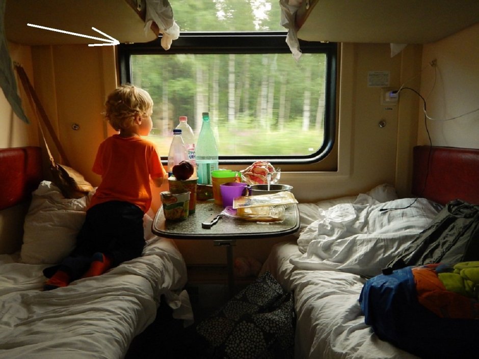 Дети в купе поезда