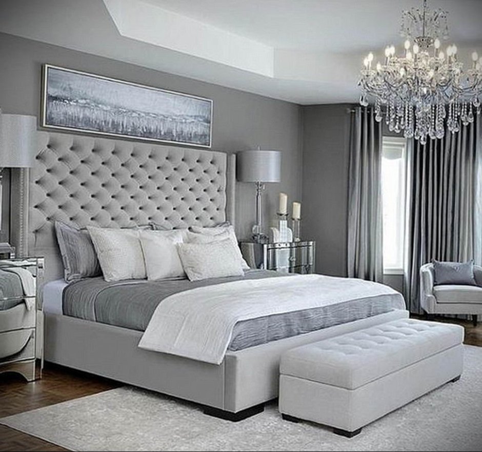Серая мебель в спальне