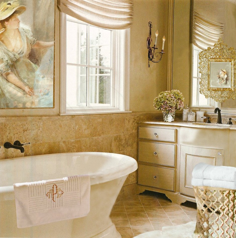 Интерьер ванной комнаты в романтическом стиле
